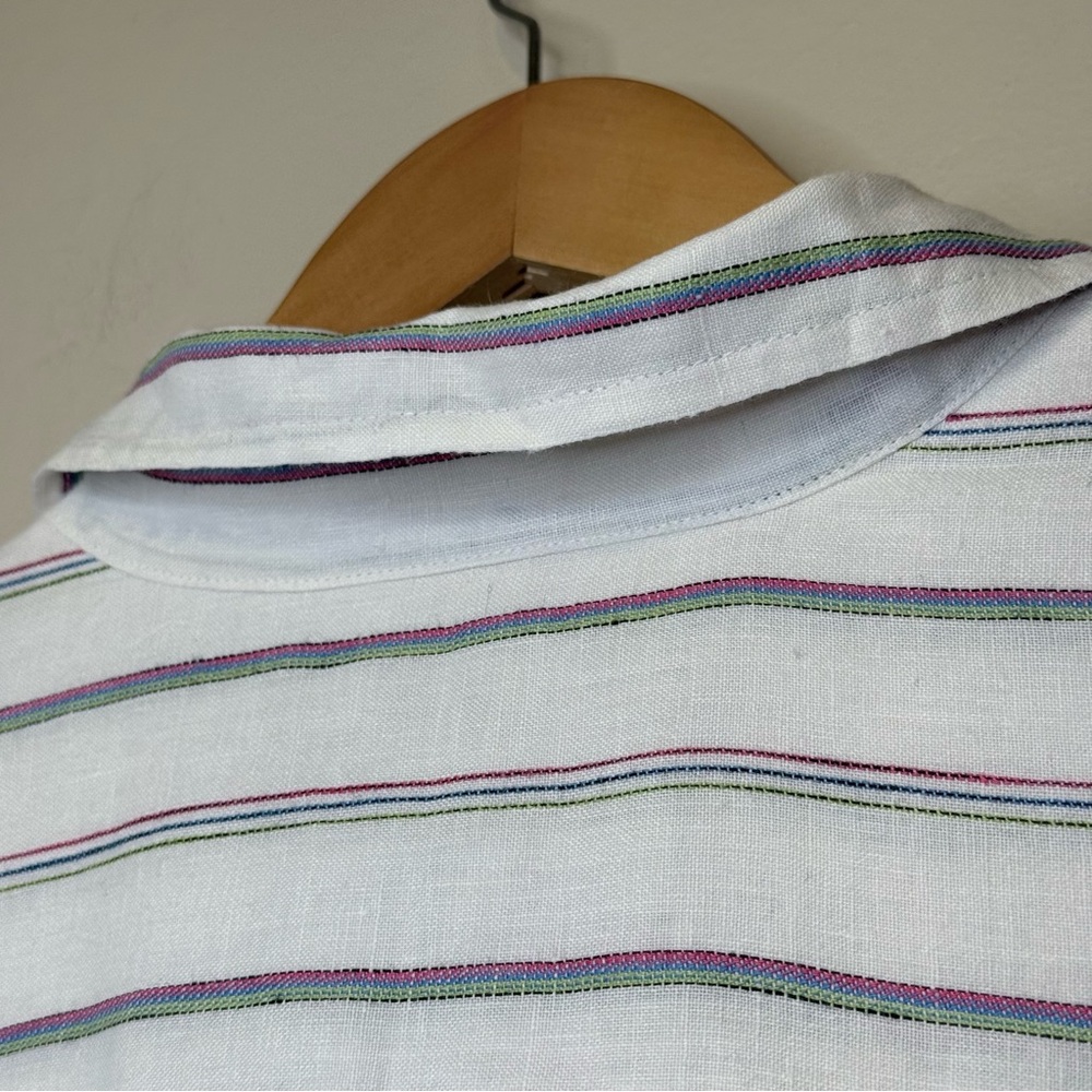 Chico's | Monterey Stripe Islander Linen Button Down Relaxed Casual Shirt - Picture 5 of 15